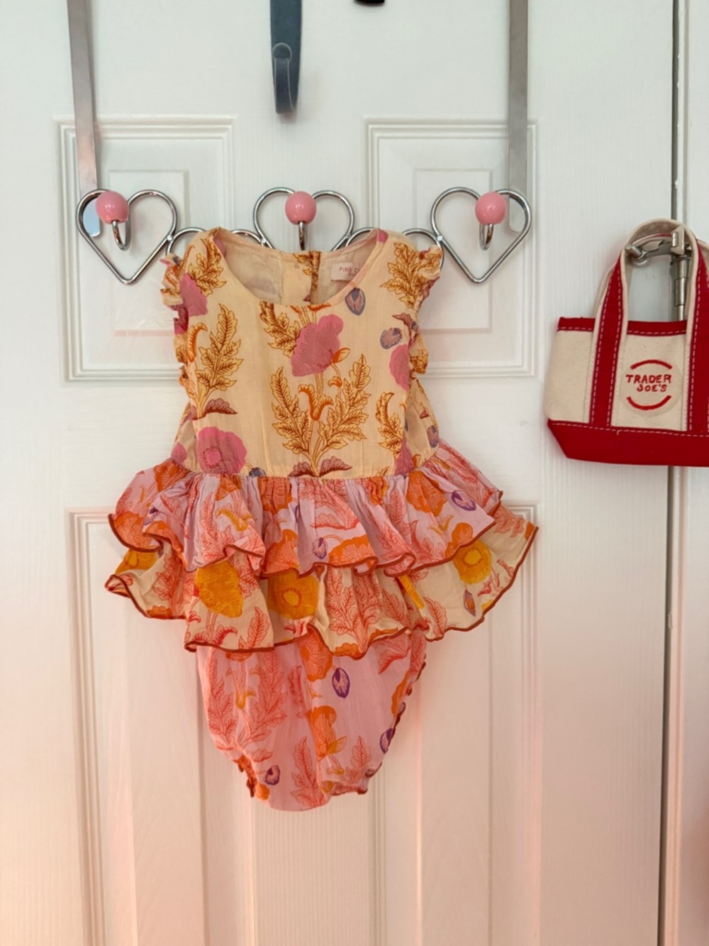 Pink Chicken Bohemian Ruffle Floral Baby Onesie